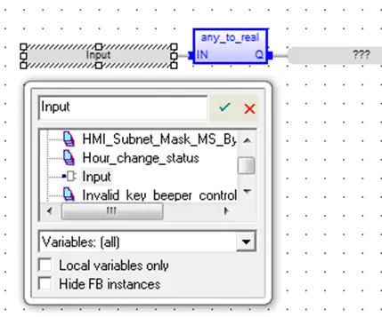 UDFB Step 12 - Instruction Input any to real logic instruction