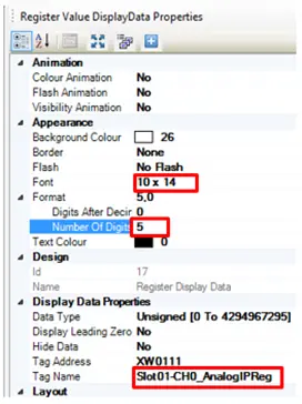 Change properties of numeric display