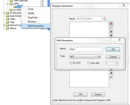 UDFB Step 6 Edit parameters of definition