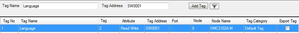 Tag Database, Filter button to the right of the "add tag" button