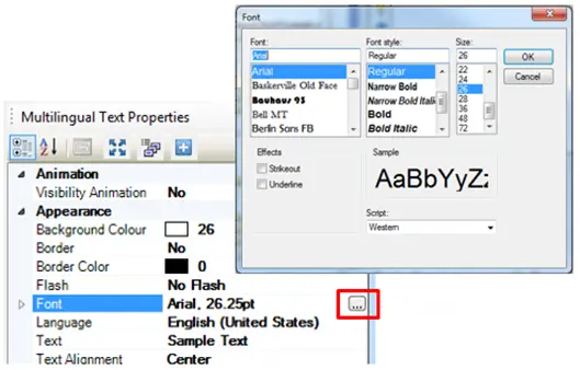 Adjust the properties of the text block