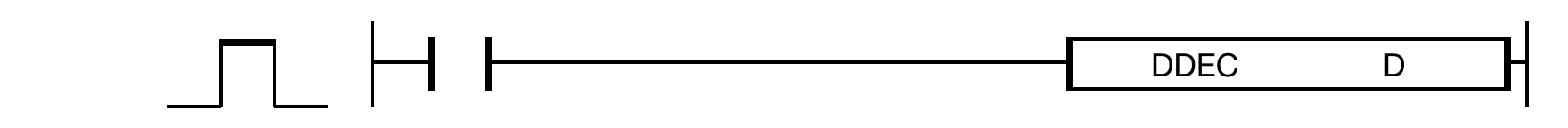 DDEC The DDEC instruction decreases the assigned DWORD data register, D, by 1 until the execution condition is OFF.