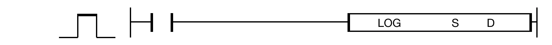 The LOG instruction calculates the natural logarithm of the REAL value, S, and saves the result in an assigned REAL data register, D.