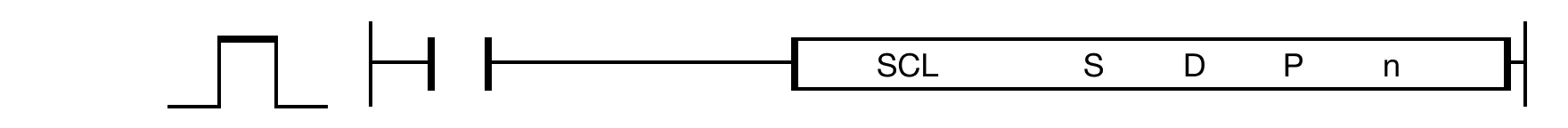 The SCL instruction scales n number of WORD data registers starting from the data register, S, on a linear function defined by the data table, P. The 