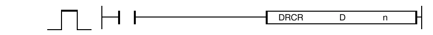The DRCR instruction will rotate the DWORD value, D, n number of bits to the right. The result of the rotation is saved in the same assigned DWORD dat