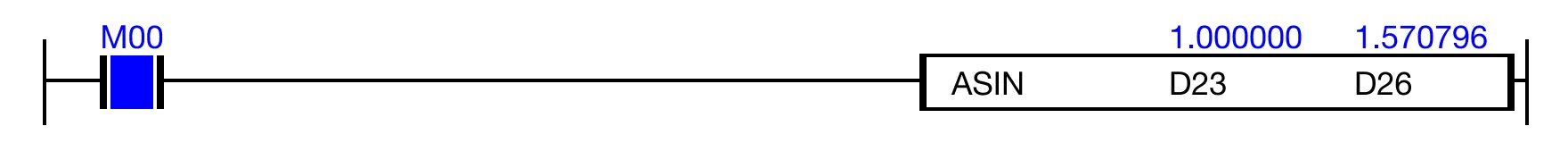 Ladder Diagram Example C for ASIN instruction.