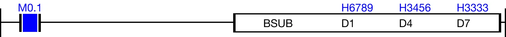 Ladder Diagram Example for MapleLogic BSUB/BSUBP instruction.