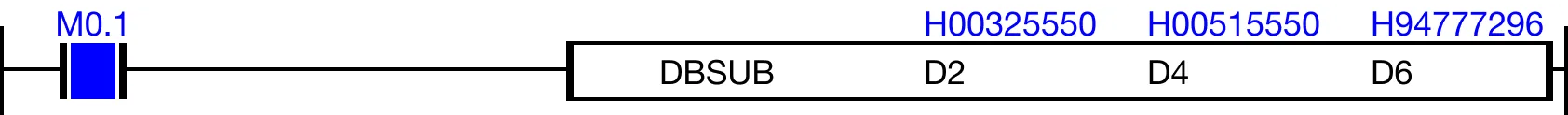Ladder Diagram Example for MapleLogic DBSUB/DBSUBP instruction.