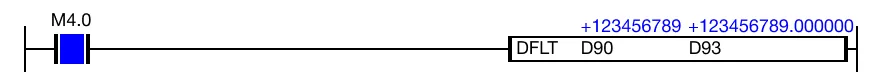 Ladder Diagram Example for MapleLogic DFLT/DFLTP instruction.