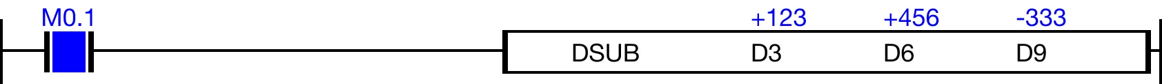 Ladder Diagram Example for MapleLogic DSUB/DSUBP instruction.