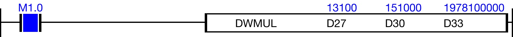Ladder Diagram Example Ladder Diagram Example for MapleLogic DWMUL/DWMULP instruction.