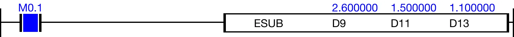 Ladder Diagram Example for MapleLogic ESUB/ESUBP instruction.
