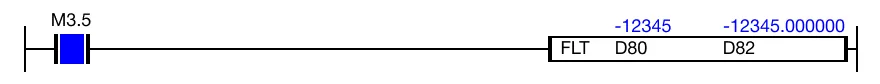 Ladder Diagram Example for MapleLogic FLT/FLTP instruction.