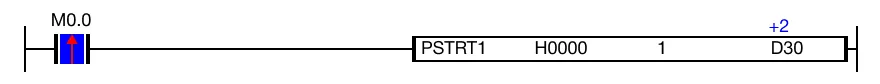 Ladder Diagram Example for MapleLogic PSTRT1/PSTRT2 instruction.