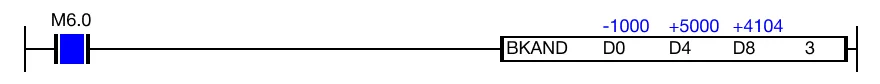 Ladder Diagram Example for MapleLogic BKAND/BKANDP instruction.