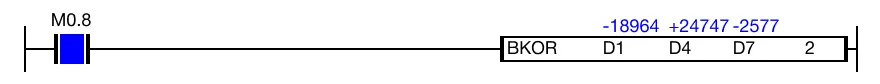 Ladder Diagram Example for MapleLogic BKOR/BKORP instruction.