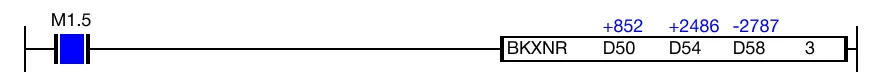 Ladder Diagram Example for MapleLogic BKXNR/BKXNRP instruction.