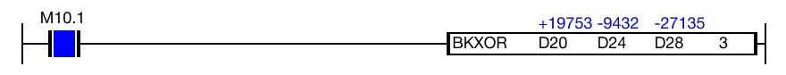 Ladder Diagram Example for MapleLogic BKXOR/BKXORP instruction.