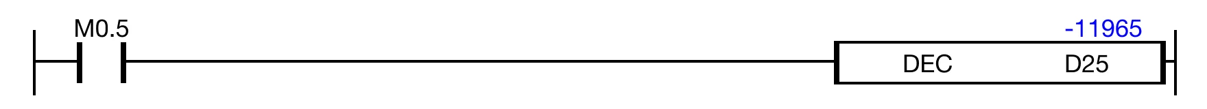 Ladder Diagram Example for MapleLogic DEC/DECP instruction.