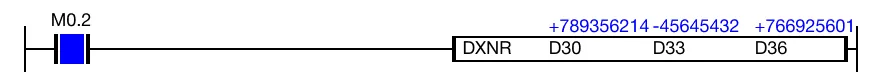 Ladder Diagram Example for MapleLogic DXNR/DXNRP instruction.