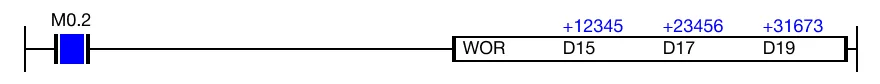 Ladder Diagram Example for MapleLogic WOR/WORP instruction.