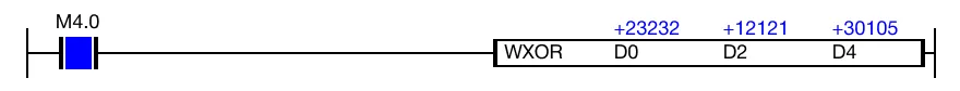 Ladder Diagram Example for MapleLogic WXOR/WXORP instruction.