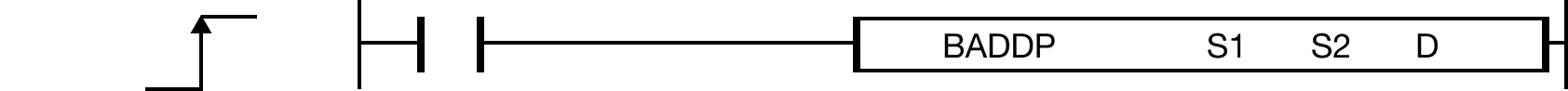 The BADDP one-shot instruction adds a 4-digit binary-coded decimal (BCD) value, S1, to a 4-digit binary-coded decimal (BCD) value, S2, and saves the s