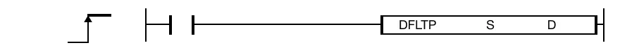 The DFLTP one-shot instruction converts a binary DWORD value, S, into a REAL value and saves the conversion in an assigned REAL data register, D.