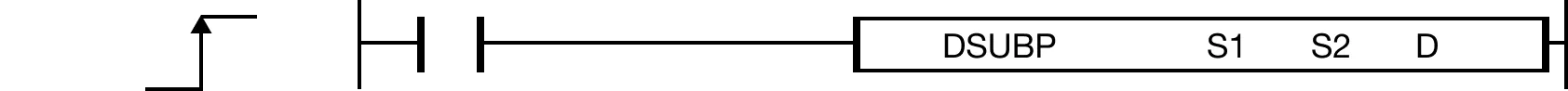 The DSUBP one-shot instruction subtracts a DWORD value, S2, from a DWORD value, S1, and saves the difference in an assigned DWORD data register, D.