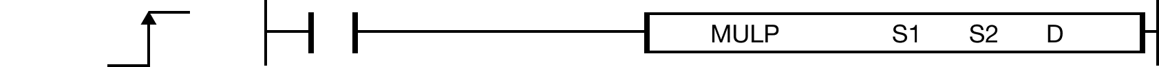 MULP The MULP one-shot instruction multiplies a WORD value, S1, by a WORD value, S2, and saves the product in an assigned DWORD data register, D.