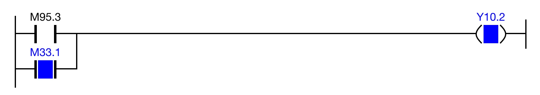 Ladder Diagram Example Or when the open contact, M33.1, is powered ON, the coil, Y10.2, is energized.
