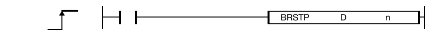 BRSTP The BRSTP one-shot instruction sets a BOOL value in the WORD data register, D, from ON (1) to OFF (0). The BOOL value of the bit to set is defined by
