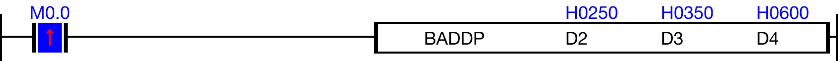 Ladder Diagram Example for MapleLogic BADD/BADDP instruction.