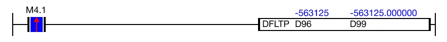 Ladder Diagram Example for MapleLogic DFLT/DFLTP instruction.