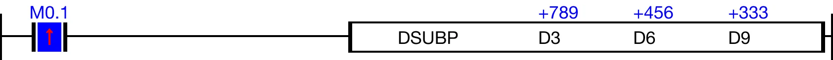 Ladder Diagram Example for MapleLogic DSUB/DSUBP instruction.