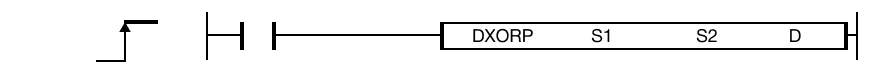 DXORP The DXORP one-shot instruction performs a logical XOR on the DWORD value, S1, and the DWORD value, S2, and saves the result in an assigned DWORD data