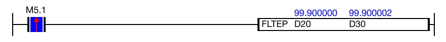 Ladder Diagram Example for MapleLogic FLTE/FLTEP instruction.