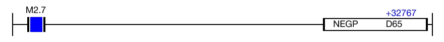 Ladder Diagram Example for MapleLogic NEG/NEGP instruction.