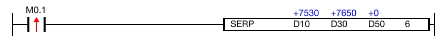 The result of the search will be saved in the data registers, D50 and D51.