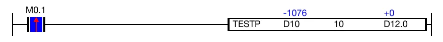 Since bit 10 is 0, the result BOOL data register, D12.0, is set to 0.