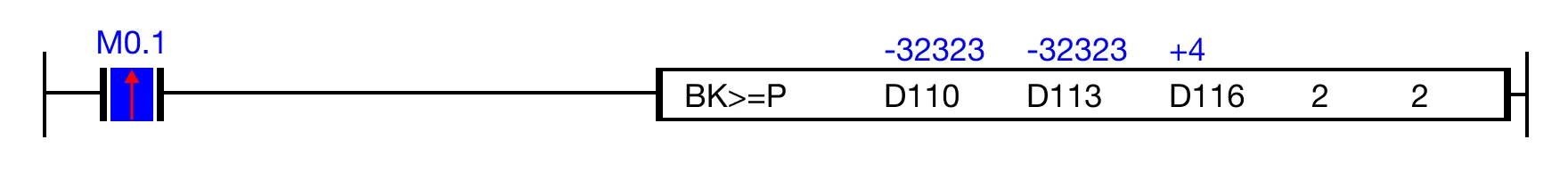 Ladder Diagram Example for MapleLogic GREATER/THAN/EQUAL/TO instruction.