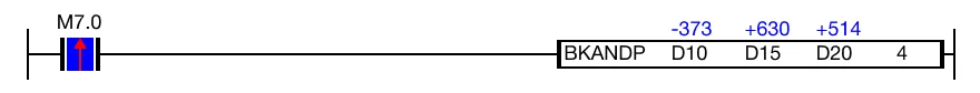 Ladder Diagram Example for MapleLogic BKAND/BKANDP instruction.