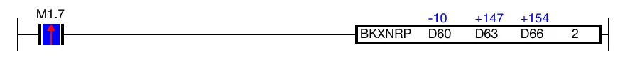 Ladder Diagram Example for MapleLogic BKXNR/BKXNRP instruction.