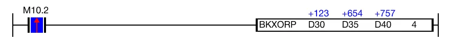 Ladder Diagram Example for MapleLogic BKXOR/BKXORP instruction.