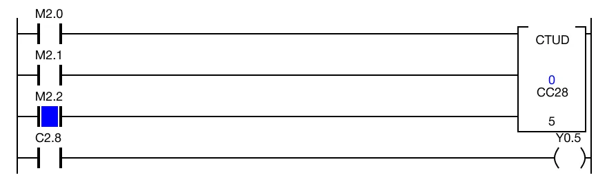 Ladder Diagram Example for MapleLogic CTUD instruction.