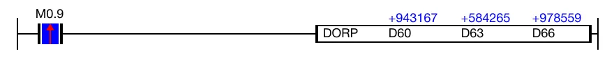 Ladder Diagram Example for MapleLogic DOR/DORP instruction.