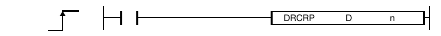 The DRCRP one-shot instruction will rotate the DWORD value, D, n number of bits to the right. The result of the rotation is saved in the same assigned