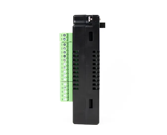 HMC3-M1212P0200-v2 Side View Maple Systems HMC3-M1212P0200-V2 - 12DI/12DO/2AI - 2 HSC/1 PWM C1D2 Expansion Module for HMI+PLC Combo Units