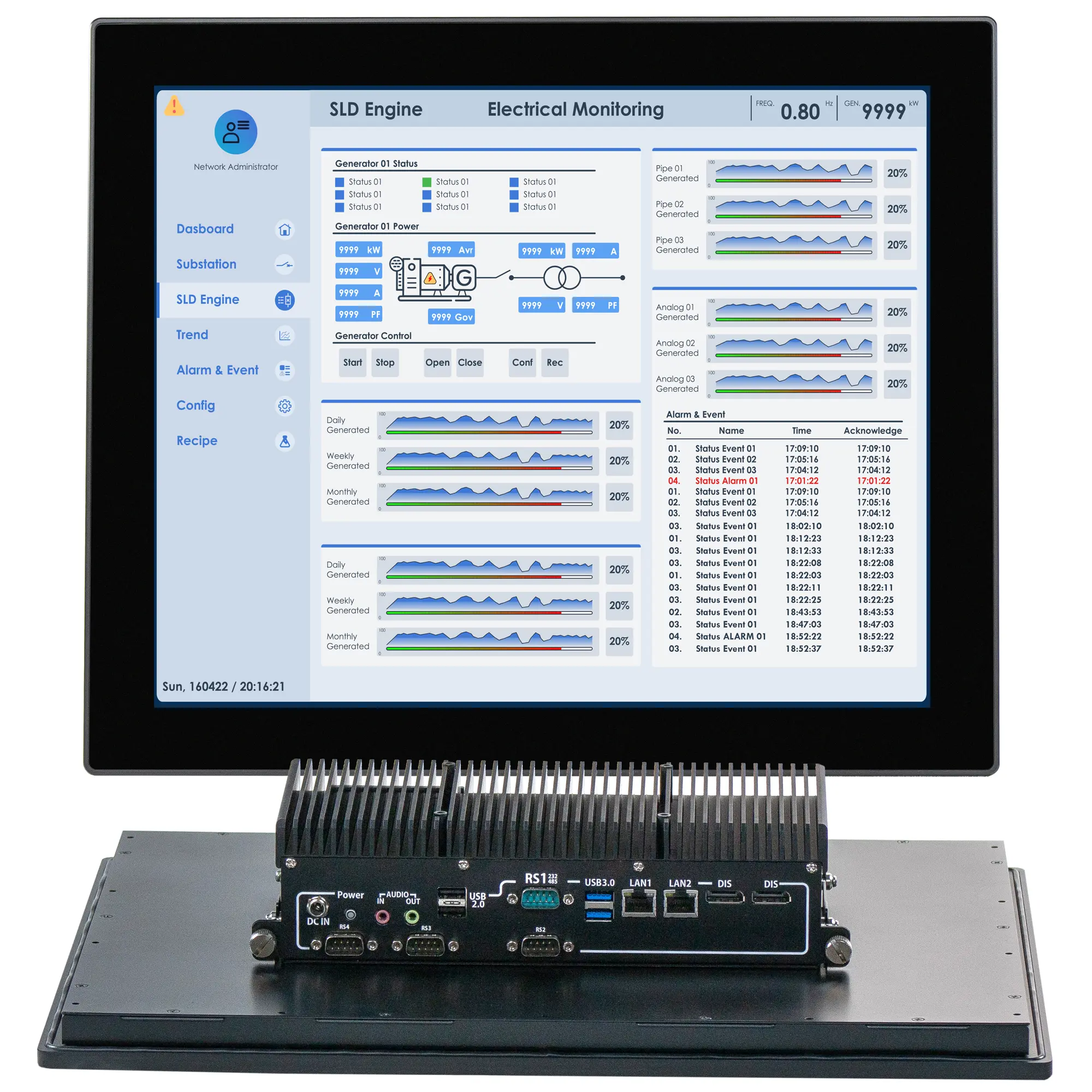 Maple Systems PC1419AP 19" Industrial Panel PC with Intel Alder Lake-N N97 Processor - Combo View