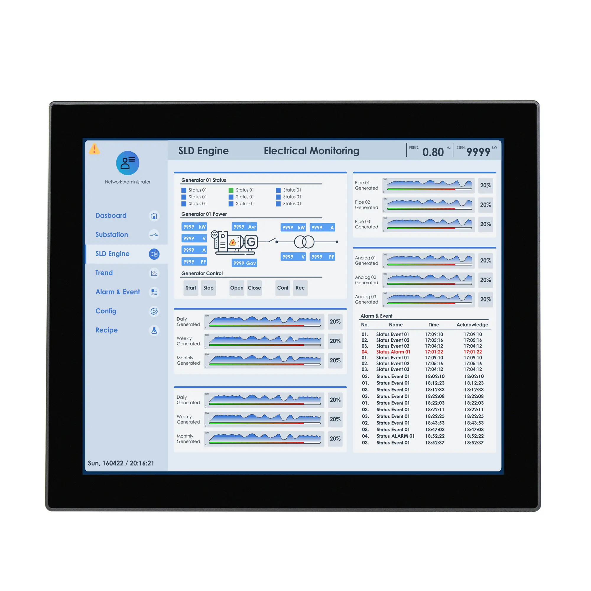 Maple Systems PC1419APH High Brightness 19" Industrial Panel PC with Intel Alder Lake-N N97 Processor - Front View
